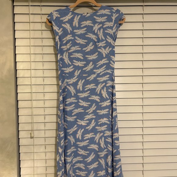 Petite Blue and White Butterfly Midi Dress - Picture 2 of 5